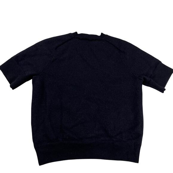 Elie Tahari 100% Merino Wool Short Sleeve Sweater Navy Blue Size L RUNS SMALL - Picture 9 of 11